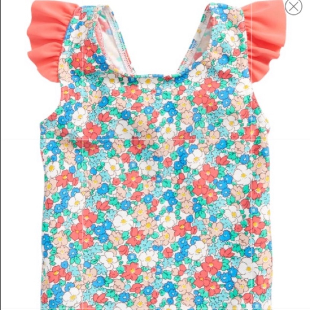 Vintage floral girls swimsuit